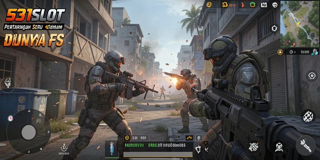Tampilan gameplay menegangkan dari <strong>531SLOT</strong> yang menunjukkan aksi taktis.