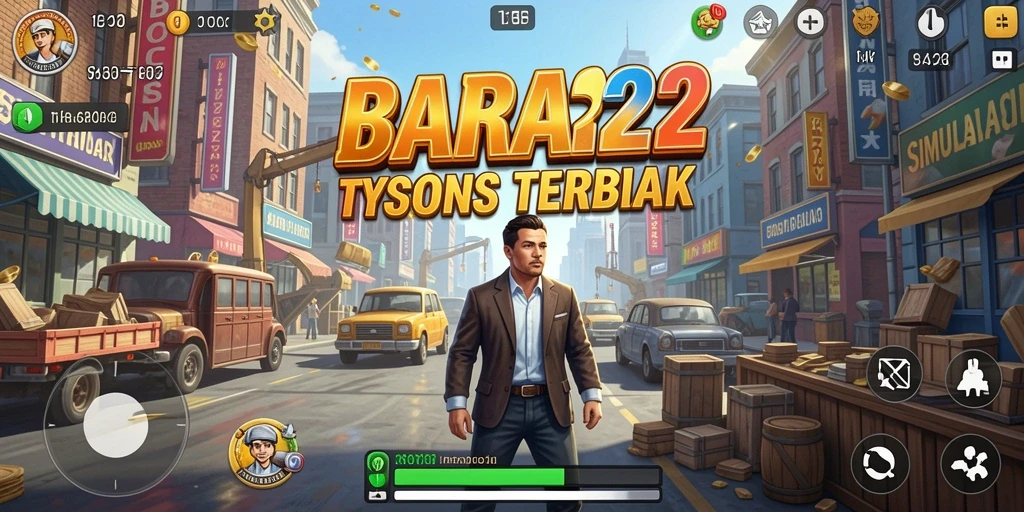 Screenshot gameplay BARA22 menampilkan pengelolaan bisnis yang intens.