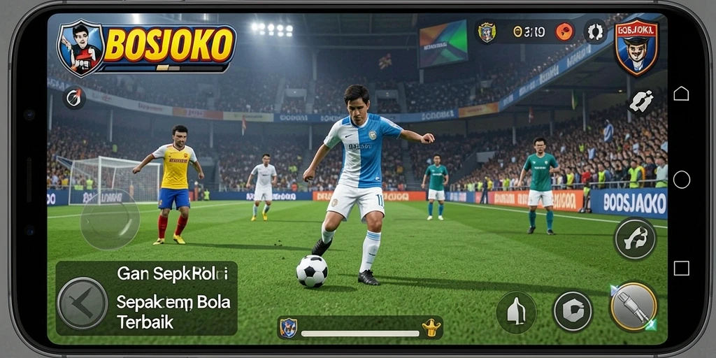Skrinsut gameplay menegangkan dalam BOSJOKO, pengalaman sepak bola yang seru.