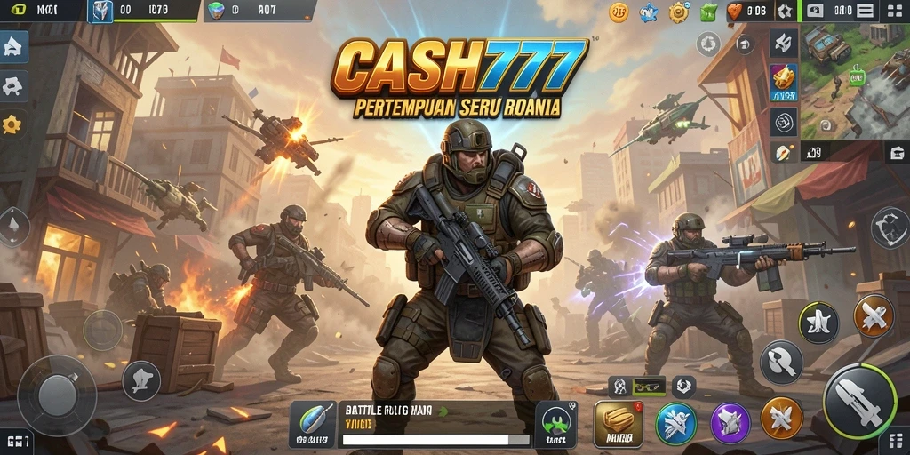 Tangkapan layar <strong>CASH777</strong> yang menampilkan aksi gameplay Battle Royale yang mendebarkan.