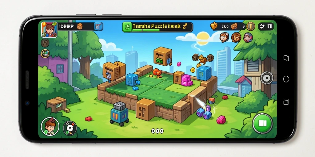Tampilan permainan puzzle menantang yang menarik dan interaktif.
