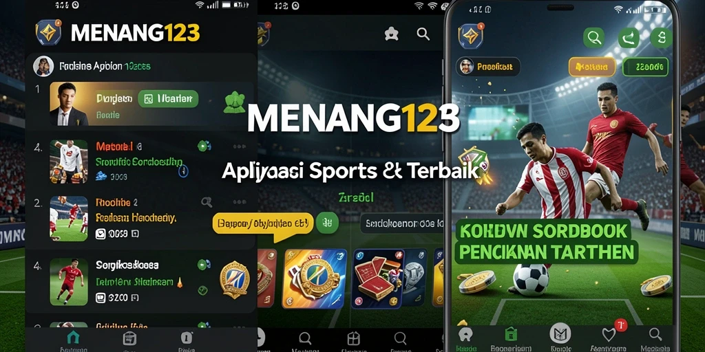 Tampilan antarmuka aplikasi MENANG123 dengan fitur taruhan olahraga.