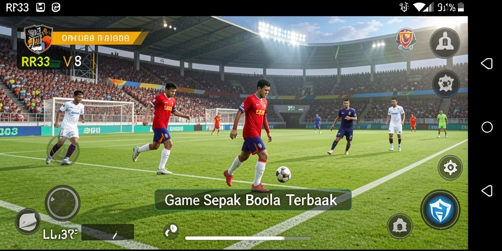 Screenshot gameplay RR33 yang menampilkan aksi sepak bola seru.