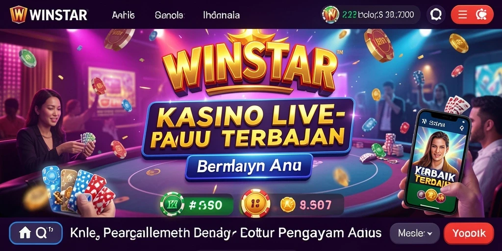 Screenshot WINSTAR menampilkan dealer kasino langsung dan interaksi pemain.